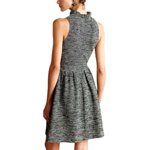 ANTHROPOLOGIE Ganni dress pinnacle ruffle neck textured with pockets XS - Picture 4 of 13